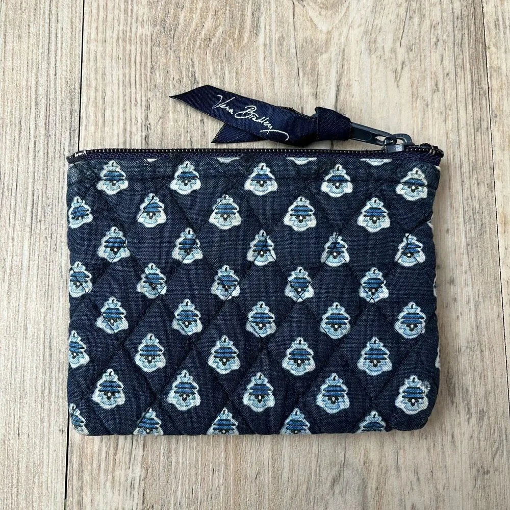 Vera Bradley Retired Pattern Blue Paisley ID Wallet Keychain Bag Charm